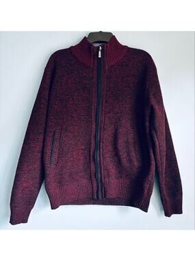 YeoKou Cashmere Wool Blend Sweater Full Zip Plaid Lining Jacket Medium